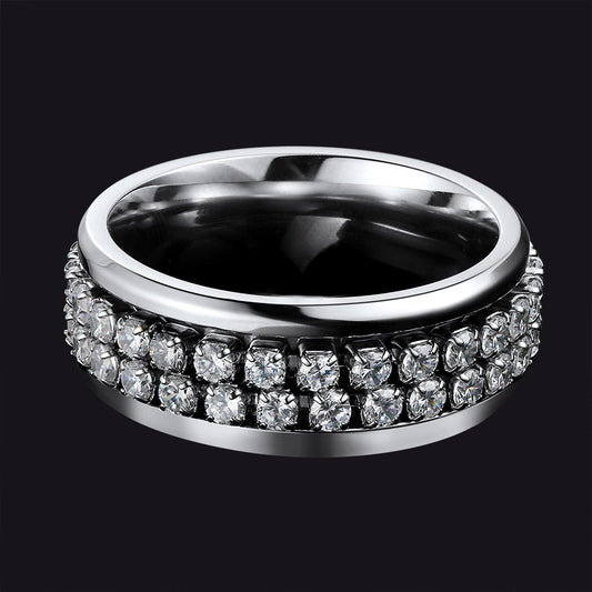 FaithHeart Cubic Zirconia Fidget Band Ring Rotatable Ring for Men FaithHeartimg
