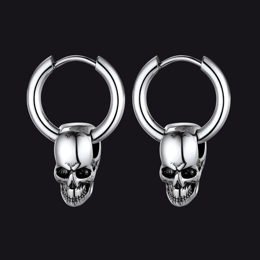 FaithHeart Gothic Skull Hoop Dangle Earrings For Men FaithHeartimg