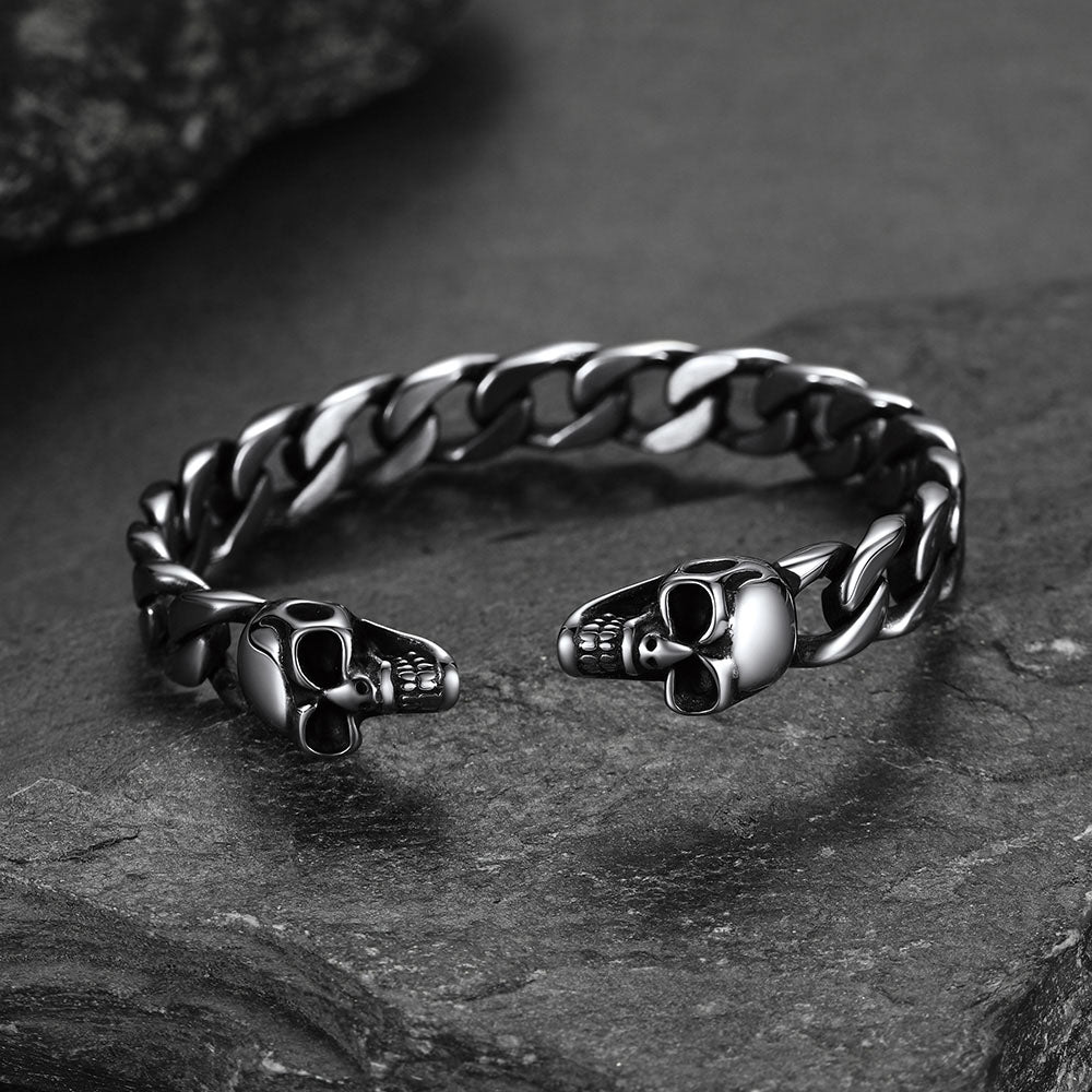 FaithHeart Gothic Skull Bracelet Skeleton Head Cuban Chain Bracelet FaithHeart