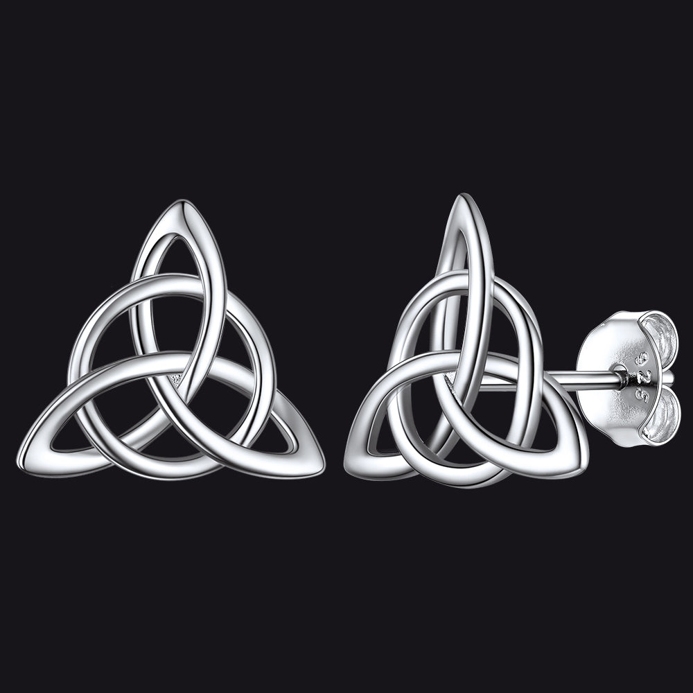 FaithHeart S925 Silver Triquetra Stud Earrings Celtic Knot Stud Earrings FaithHeart