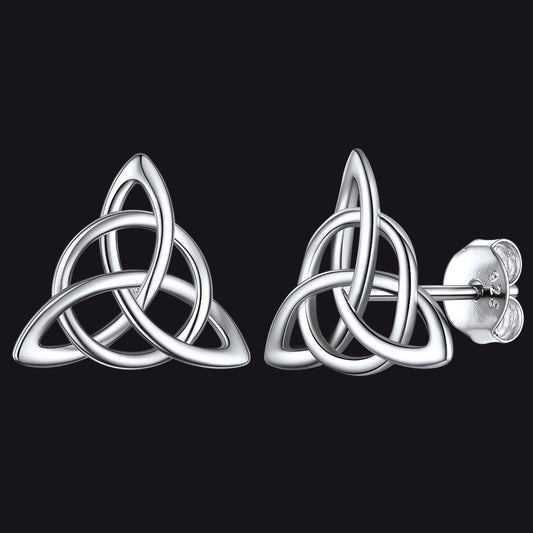 FaithHeart S925 Silver Triquetra Stud Earrings Celtic Knot Stud Earrings FaithHeartimg