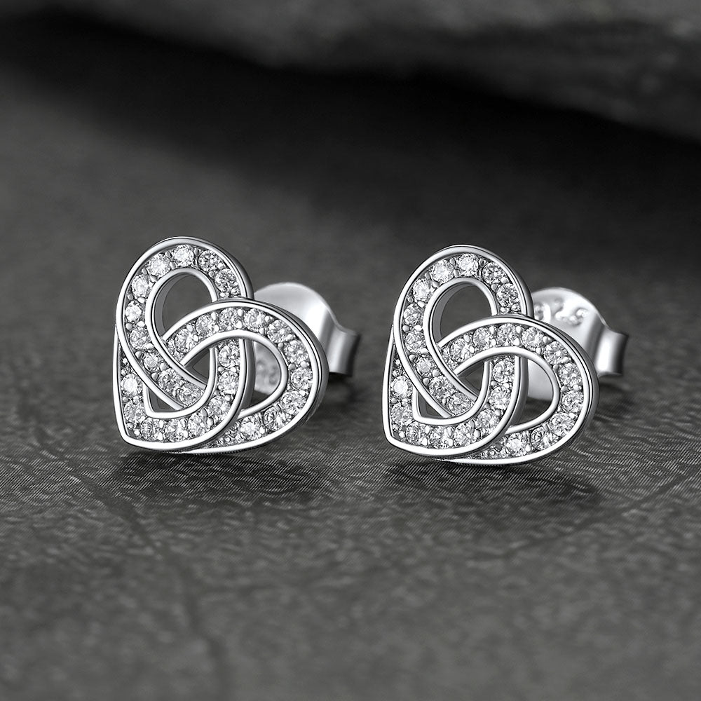 FaithHeart Zirconia Heart Celtic Stud Earrings in Sterling Silver FaithHeart