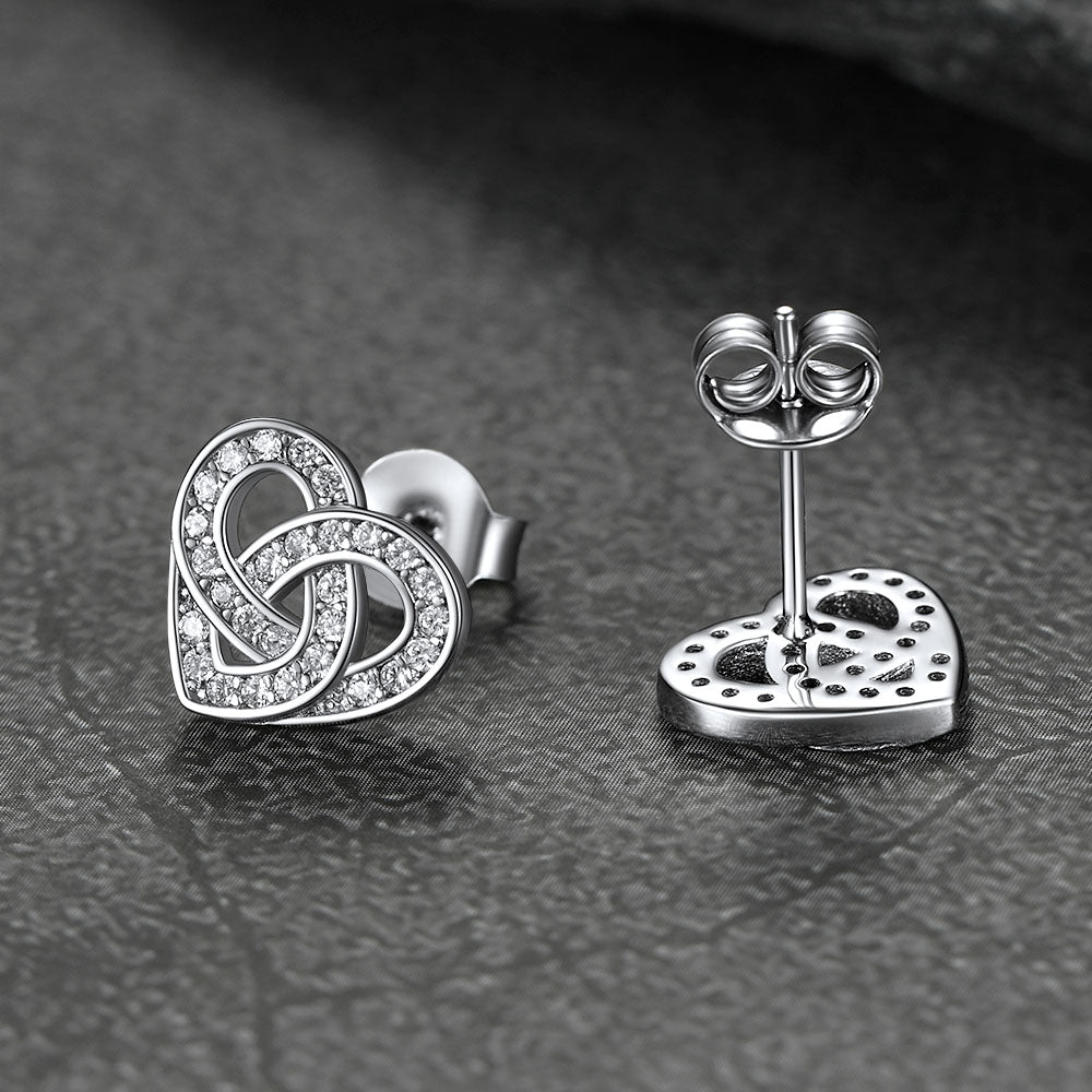 FaithHeart Zirconia Heart Celtic Stud Earrings in Sterling Silver FaithHeart
