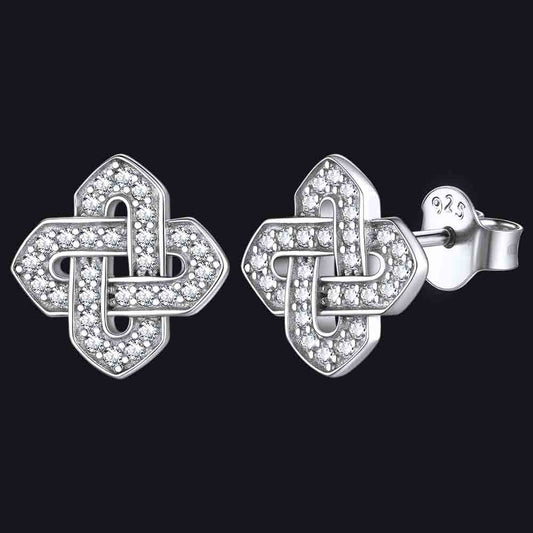 FaithHeart White Cubic Zirconia Celtic Knot Earrings in Sterling Silver FaithHeartimg