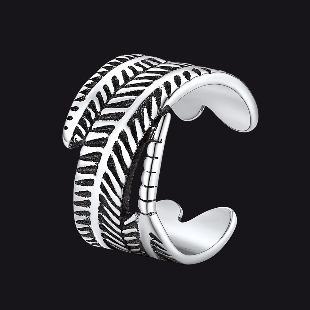 FaithHeart Sterling Silver Feather Ear Cuff Earrings for Men FaithHeart