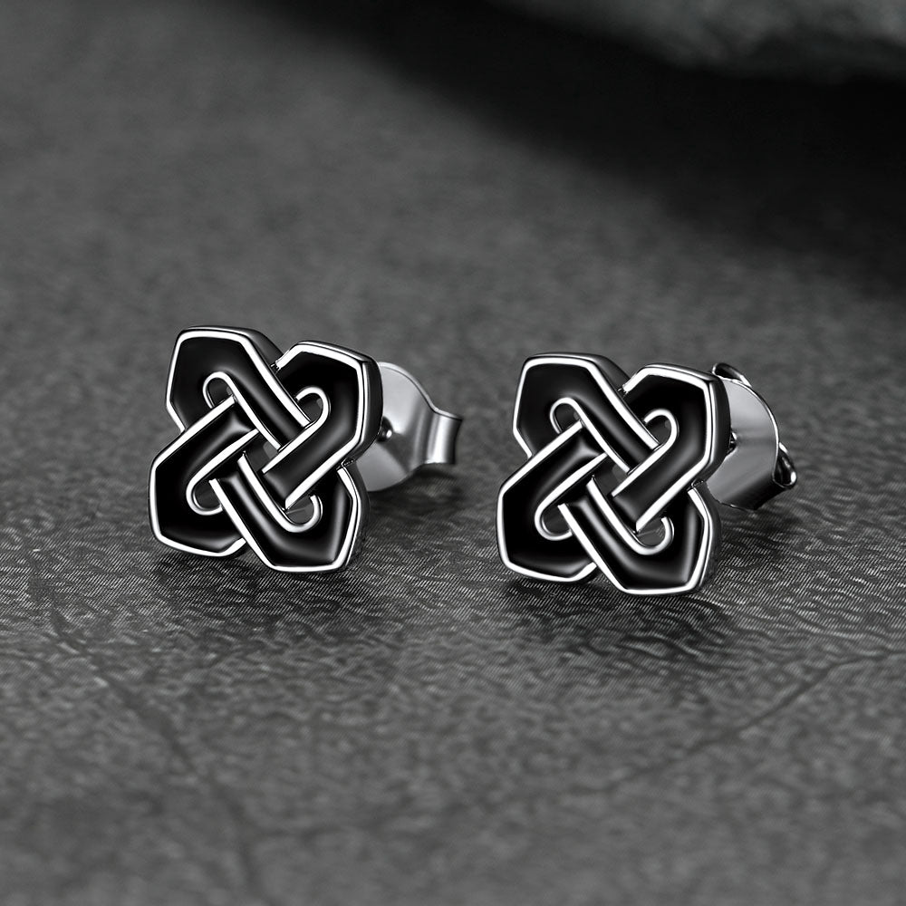 FaithHeart Black Celtic Knot Stud Earrings in Sterling Silver FaithHeart