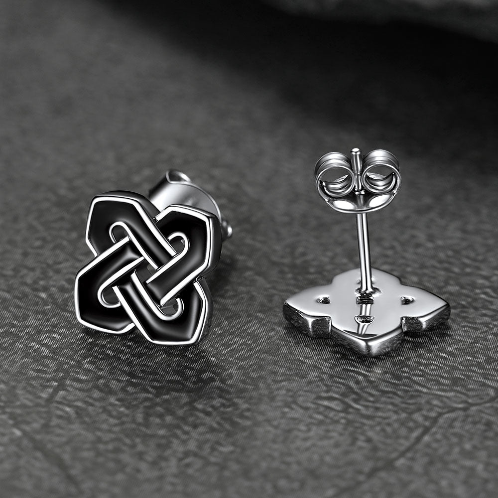 FaithHeart Black Celtic Knot Stud Earrings in Sterling Silver FaithHeart