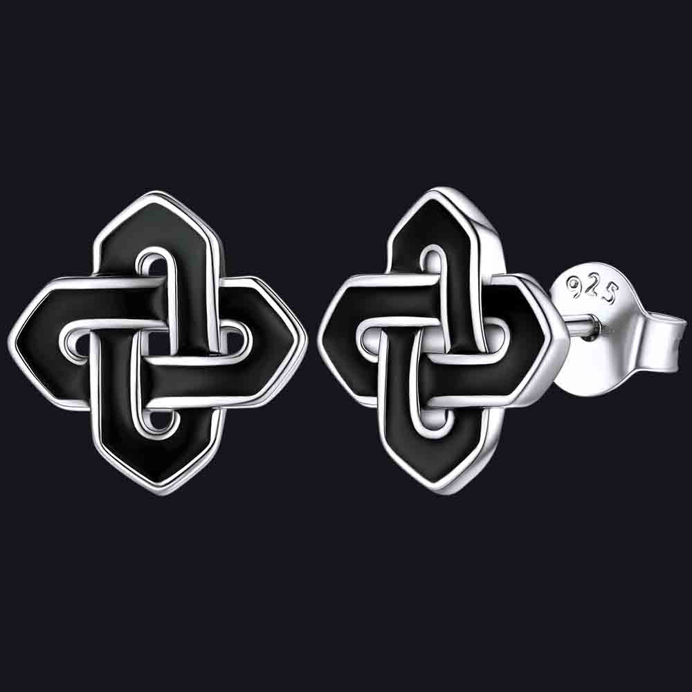 FaithHeart Black Celtic Knot Stud Earrings in Sterling Silver FaithHeart