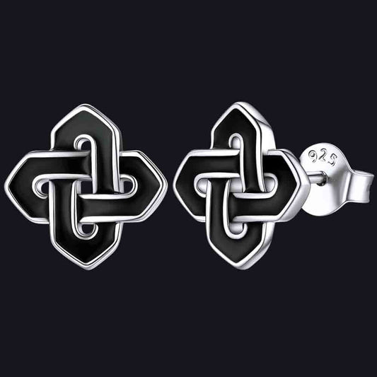 FaithHeart Black Celtic Knot Stud Earrings in Sterling Silver FaithHeartimg
