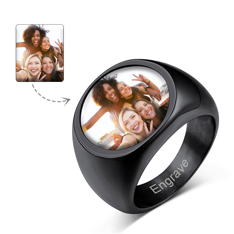 FaithHeart Personalized Photo Ring Signet Ring For Men FaithHeart
