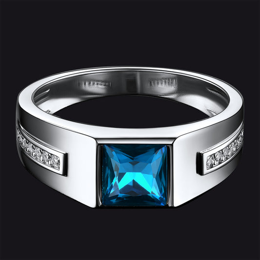 FaithHeart Sterling Silver Birthstone Ring For Men With Cubic Zirconia FaithHeartimg