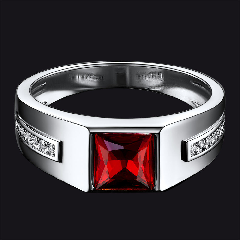 FaithHeart Sterling Silver Birthstone Ring For Men With Cubic Zirconia FaithHeart