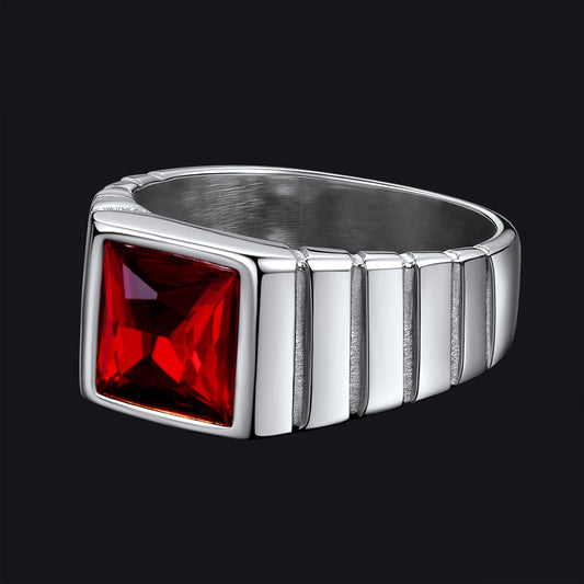 FaithHeart Birthstone Band Ring Gemstone Ring for Men FaithHeart