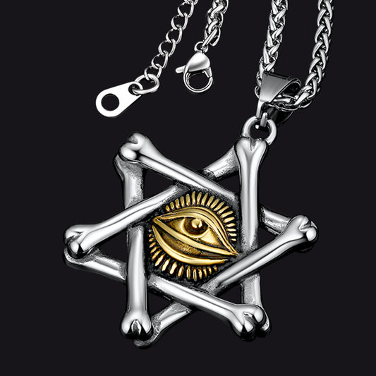 FaithHeart Vintage Star of David Necklace with Eye of God for Men FaithHeart