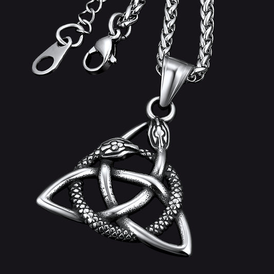 FaithHeart Celtic Trinity Knot Snake Pendant Necklace For Men FaithHeartimg