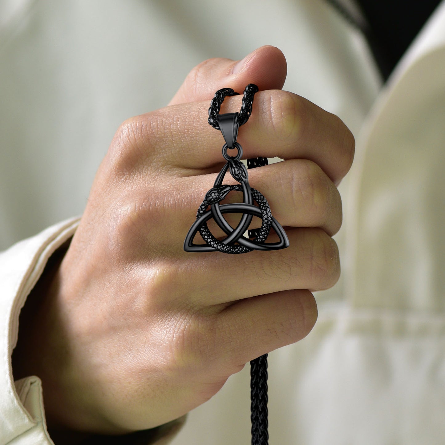 FaithHeart Celtic Trinity Knot Snake Pendant Necklace For Men FaithHeart