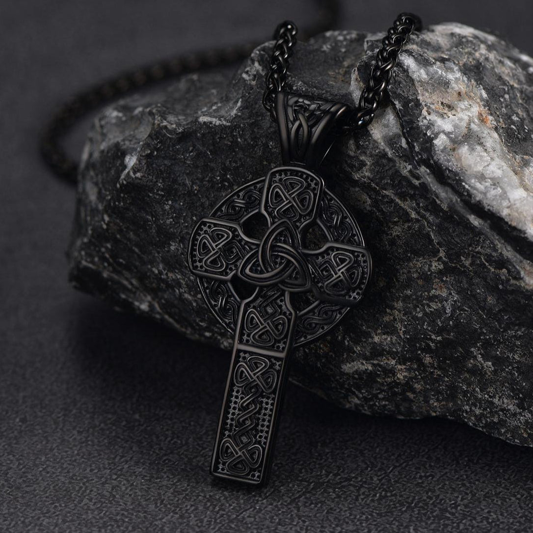 FaithHeart Irish Celtic Knot Cross Necklace For Men FaithHeart