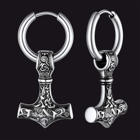 FaithHeart Viking Thor's Hammer Earrings Dangle Earrings For Men FaithHeartimg