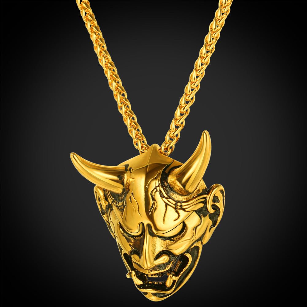 FaithHeart Demon Hannya Mask Pendant Necklace for Men FaithHeart