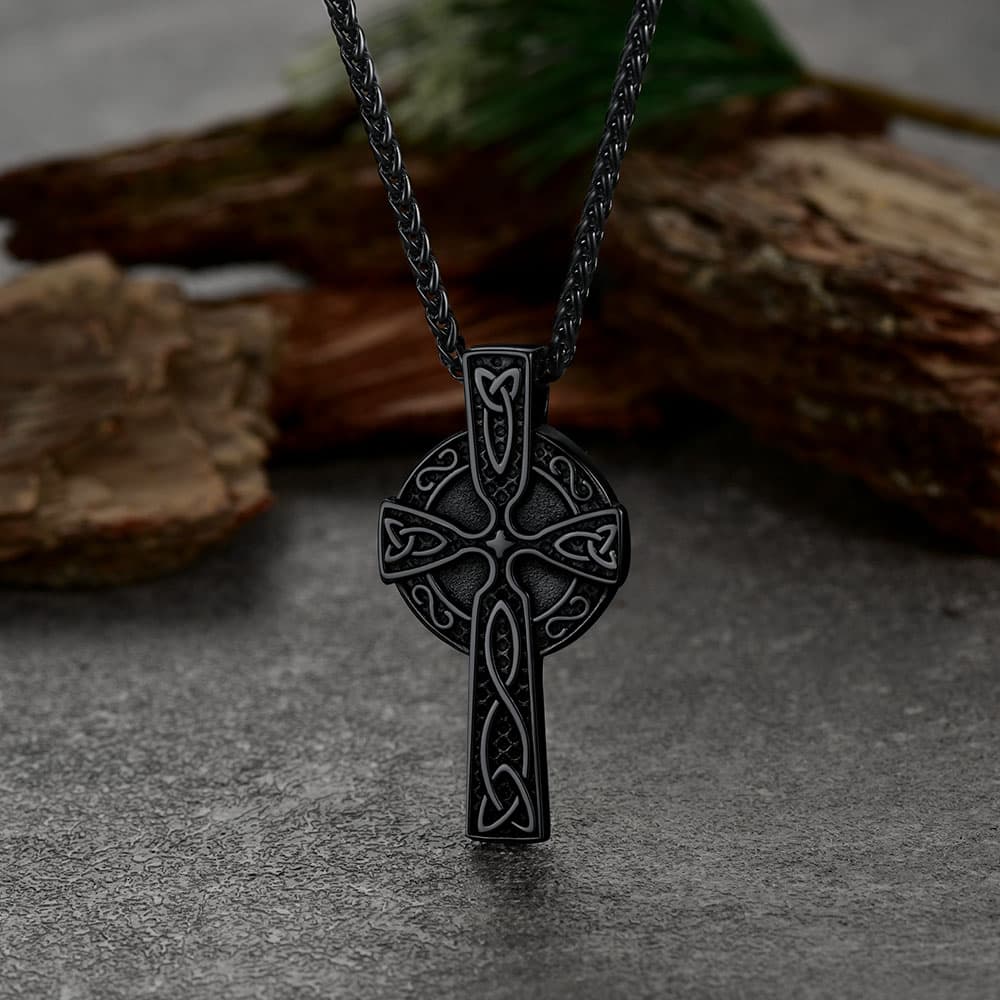FaithHeart Stainless Steel Celtic Cross Pendant Necklace with Picture FaithHeart