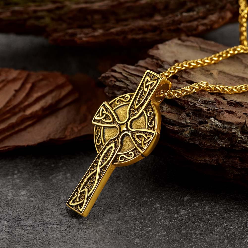 FaithHeart Stainless Steel Celtic Cross Pendant Necklace with Picture FaithHeart