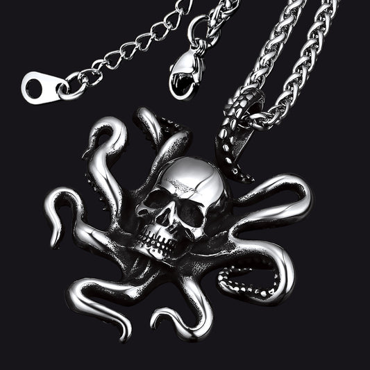 FaithHeart Gothic Octopus Skull Necklace For Men FaithHeartimg