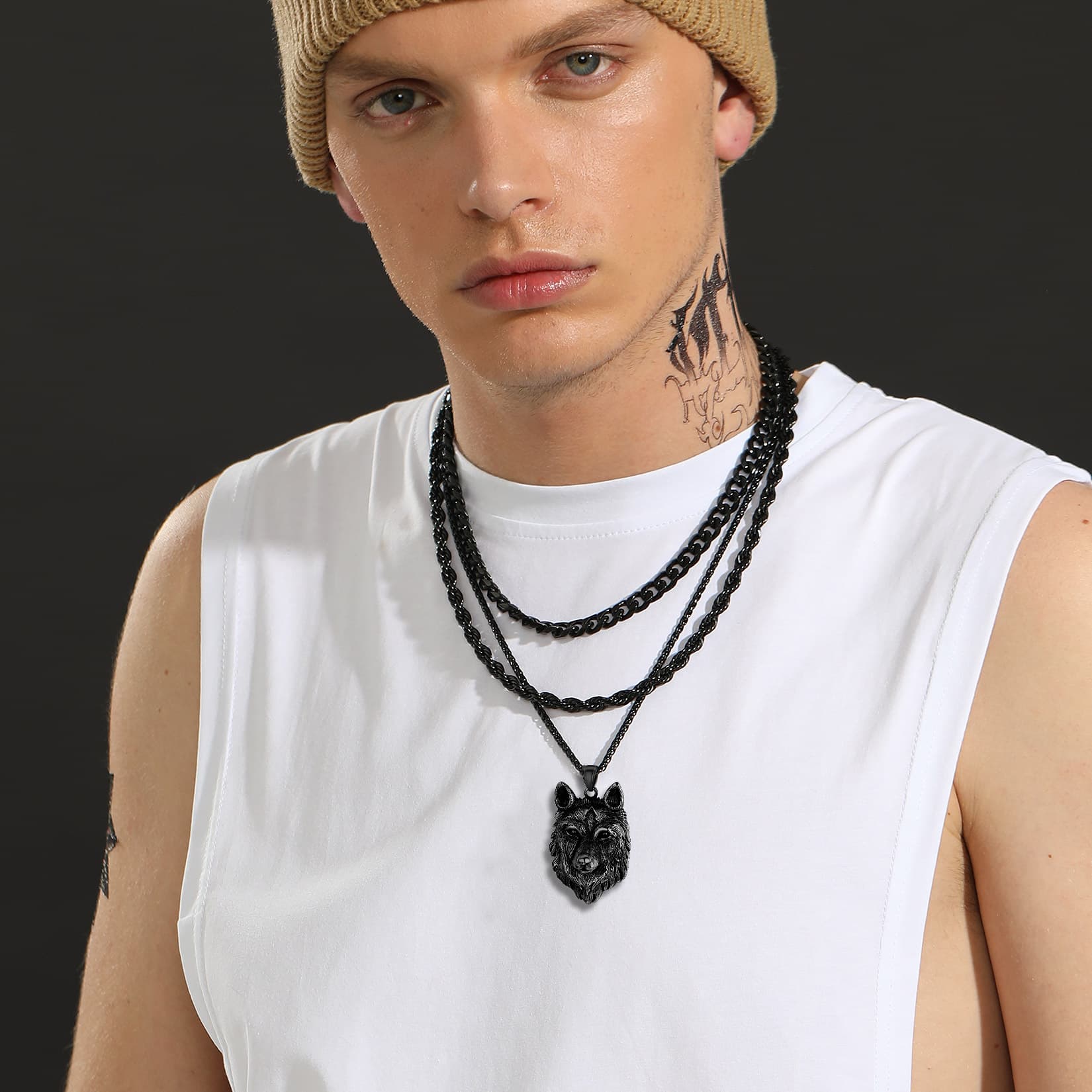 FaithHeart Viking Wolf Pendant Necklace For Men FaithHeart