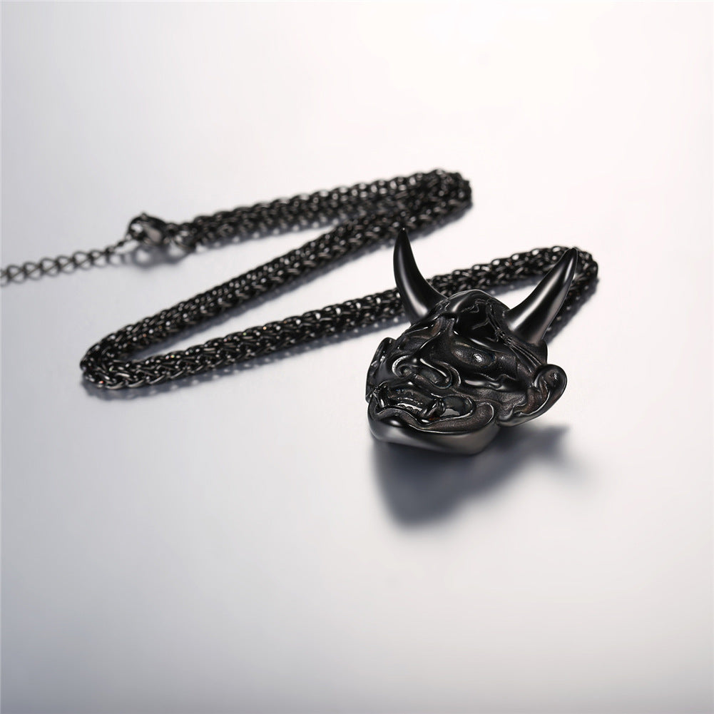 FaithHeart Demon Hannya Mask Pendant Necklace for Men FaithHeart