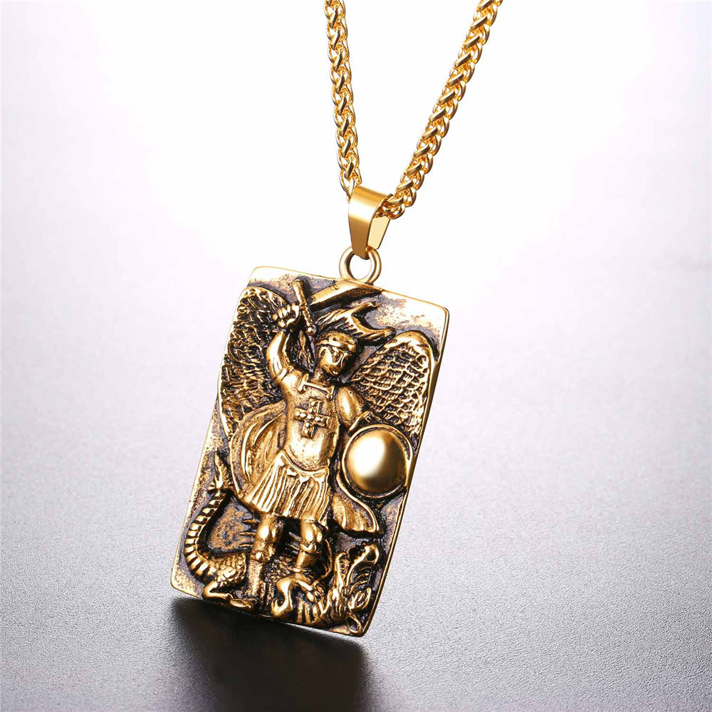 FaithHeart Engraved St. Michael The Archangel Dog Tag Necklace FaithHeart
