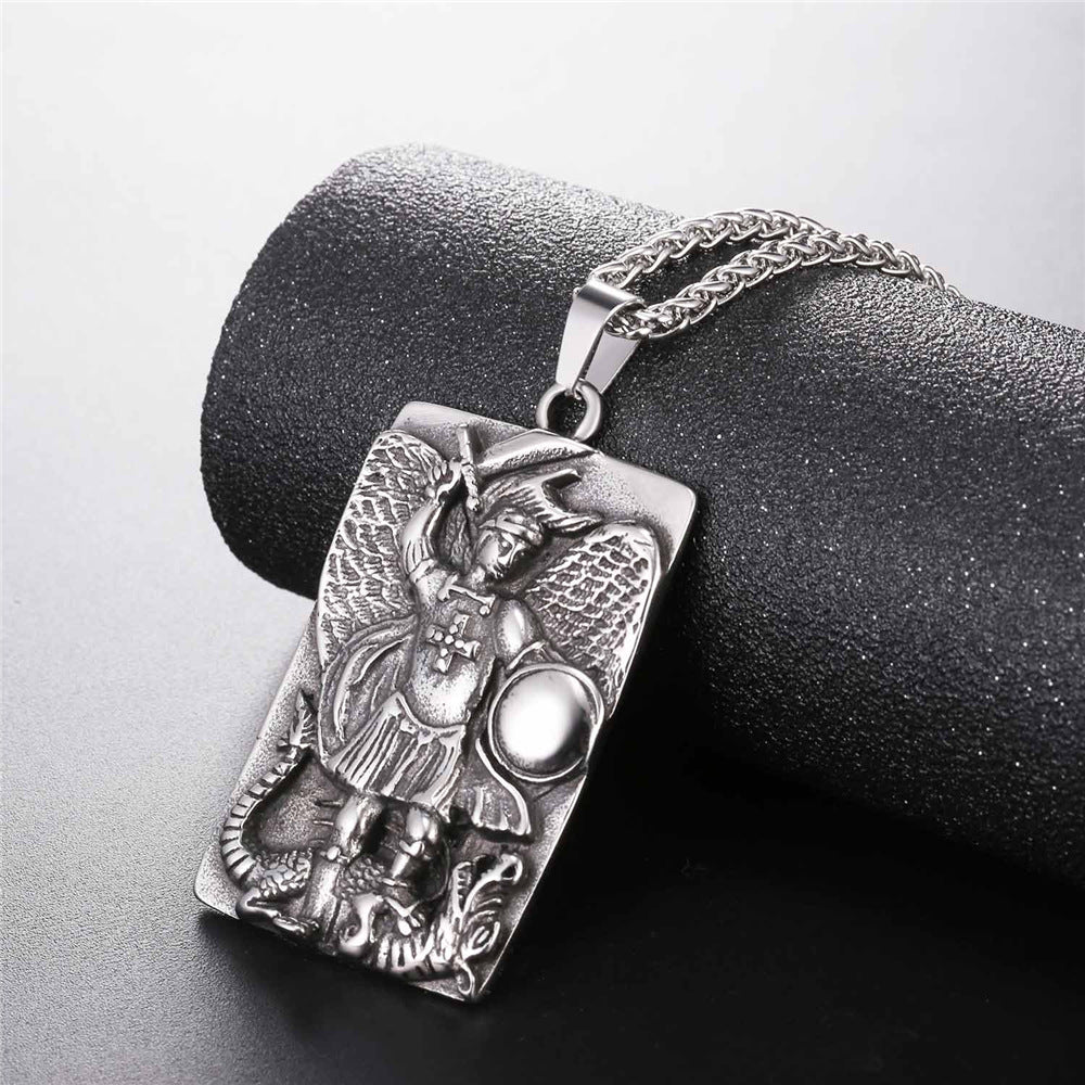 FaithHeart Engraved St. Michael The Archangel Dog Tag Necklace FaithHeart