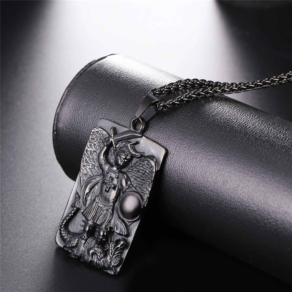 FaithHeart Engraved St. Michael The Archangel Dog Tag Necklace FaithHeart