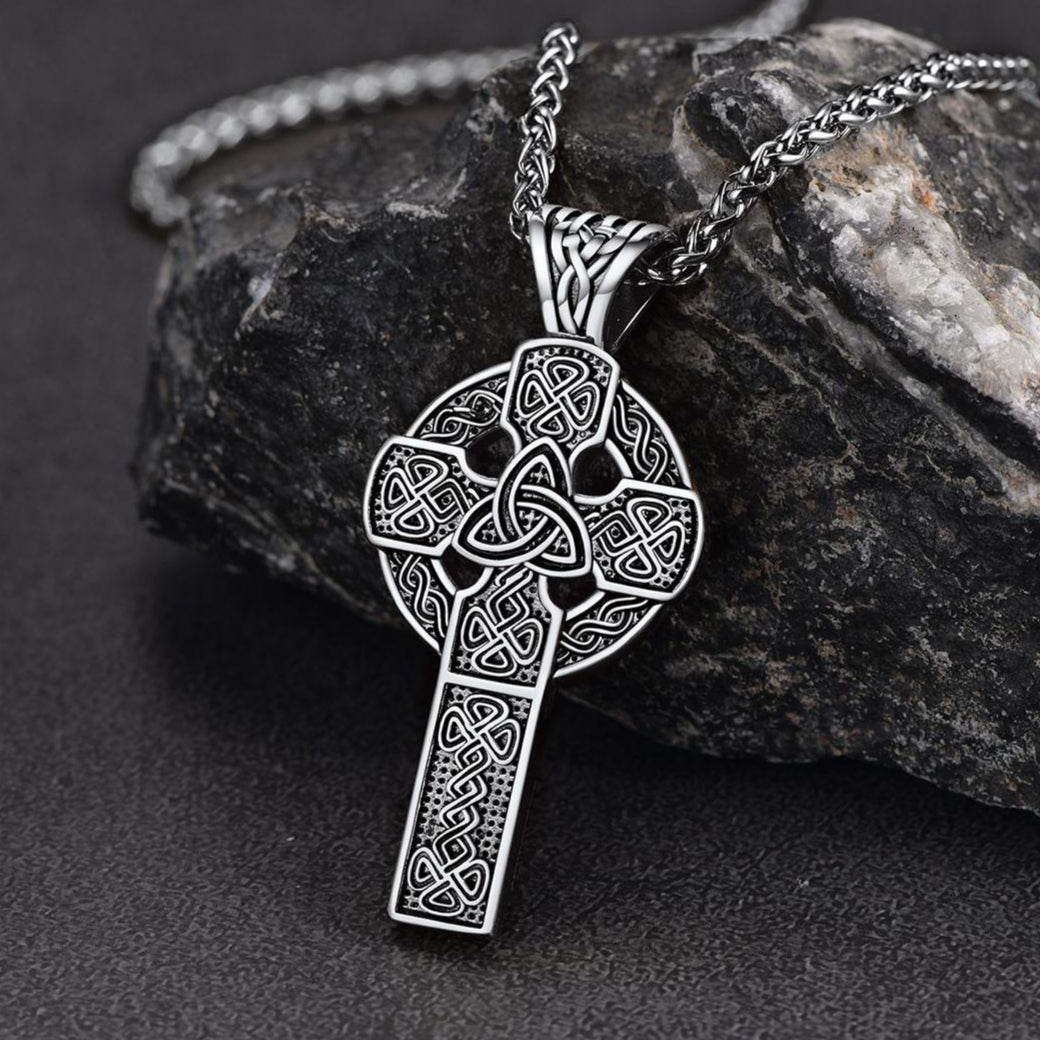 FaithHeart Irish Celtic Knot Cross Necklace For Men FaithHeart