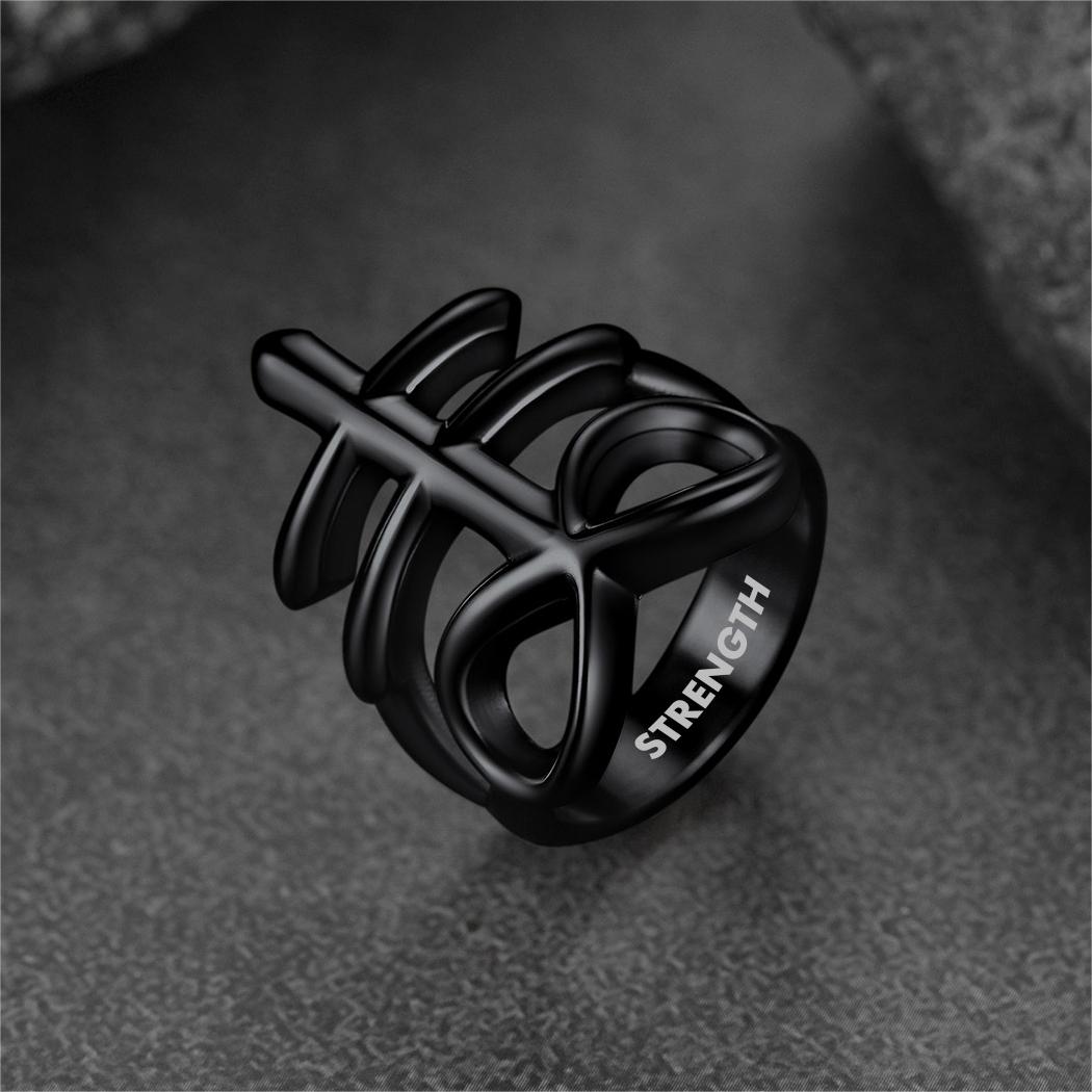 FaithHeart Satanic Leviathan Cross Ring For Men FaithHeart