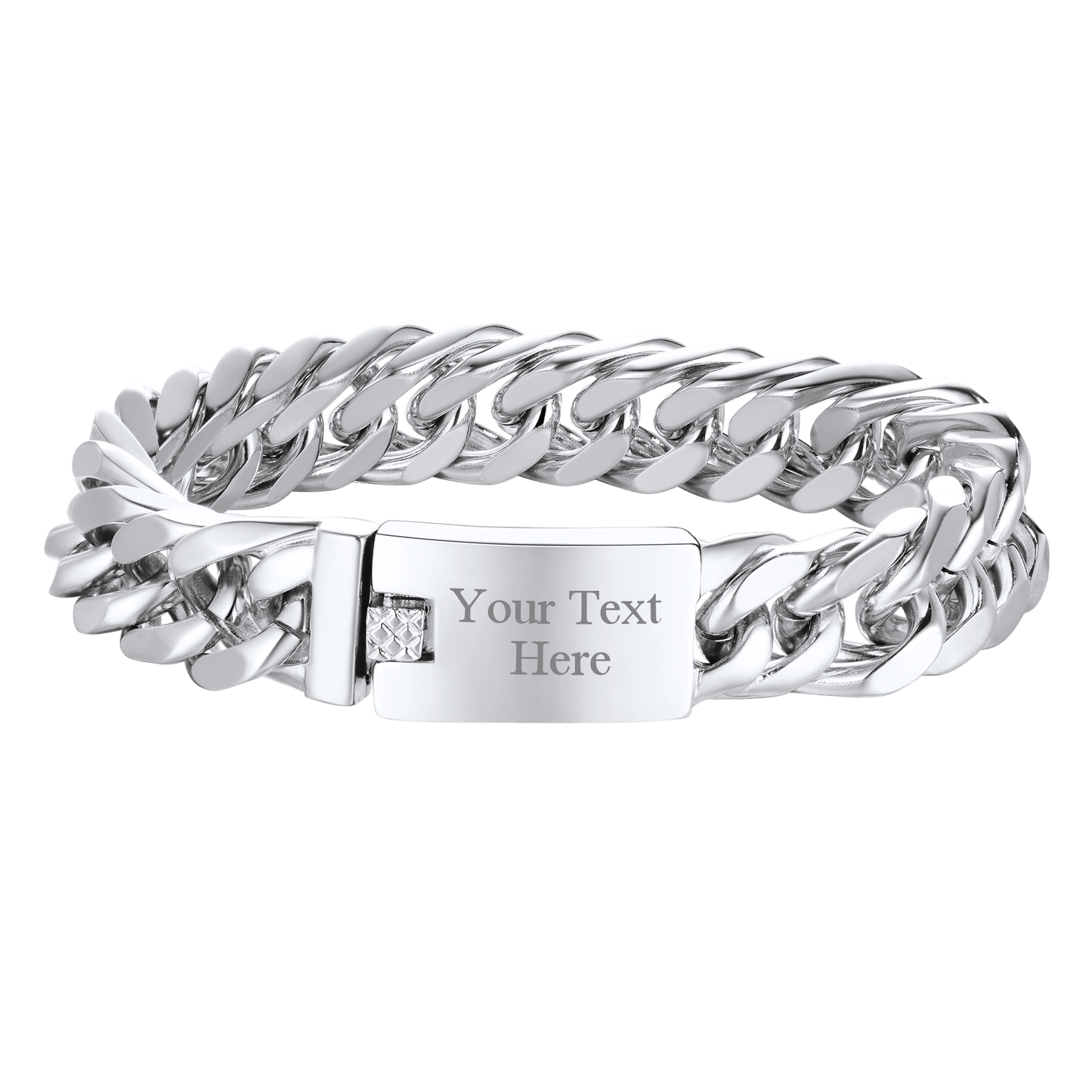 FaithHeart Custom ID Miami Cuban Link Chain Bracelet For Men FaithHeart