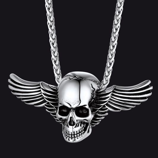 FaithHeart Gothic Skull Necklace With Wing For Men FaithHeartimg