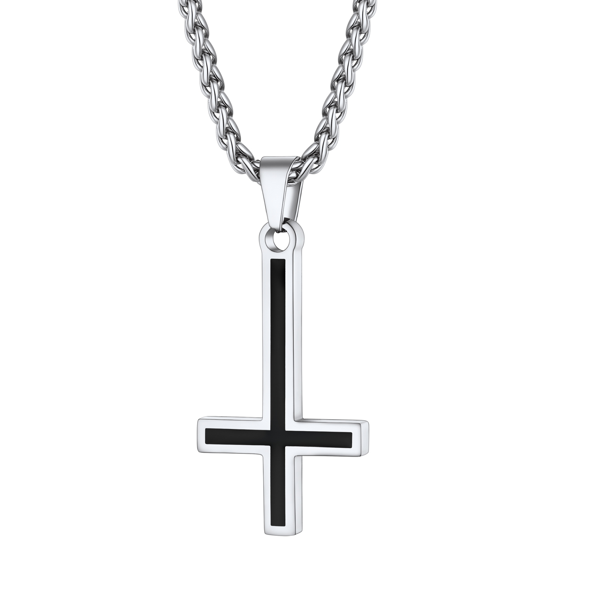 FaithHeart Upside Down Enamel Cross Necklace Satanic Jewelry FaithHeart Jewelry