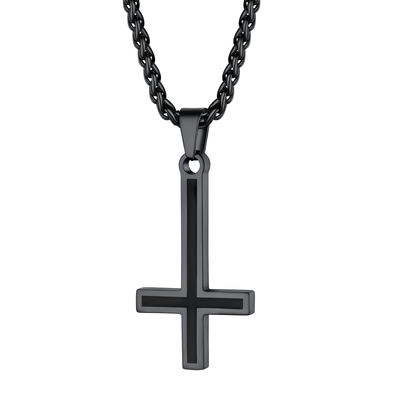FaithHeart Upside Down Enamel Cross Necklace Satanic Jewelry FaithHeart Jewelry