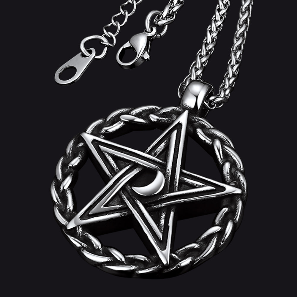 FaithHeart Vintage Pentagram Necklace Witch Necklace for Men FaithHeart
