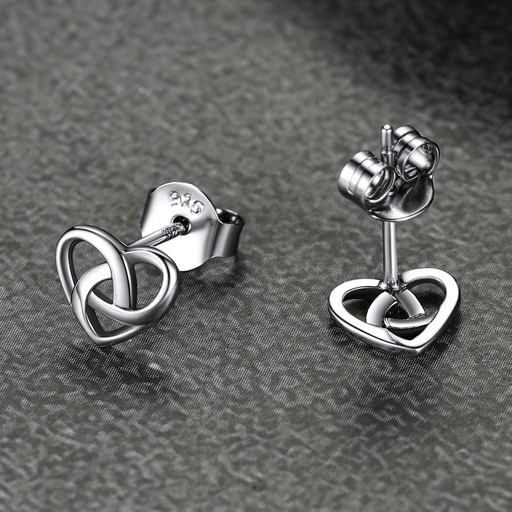 FaithHeart S925 Silver Heart Celtic Knot Stud Earrings for Women FaithHeart