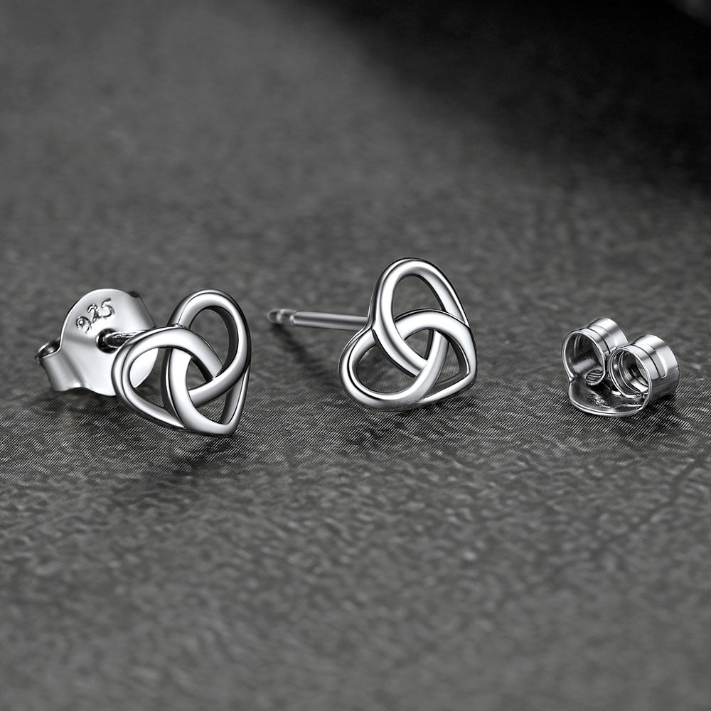 FaithHeart S925 Silver Heart Celtic Knot Stud Earrings for Women FaithHeart