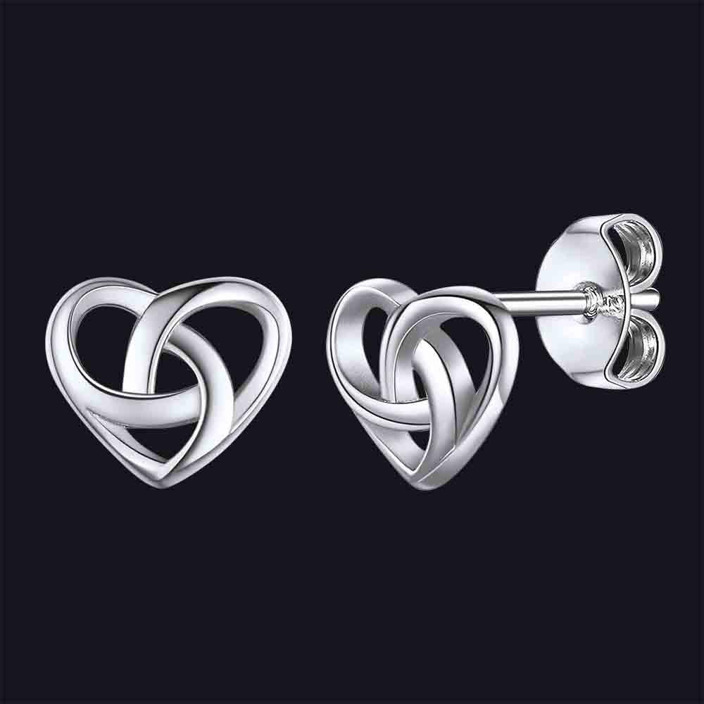 FaithHeart S925 Silver Heart Celtic Knot Stud Earrings for Women FaithHeart
