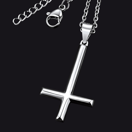 FaithHeart 925 Sterling Silver Upside Down Cross Necklace for Men FaithHeartimg