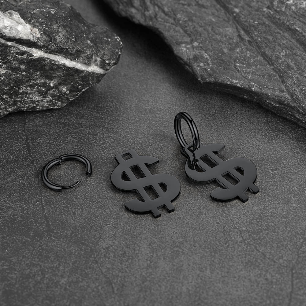 FaithHeart Dollar Sign Earrings Dangle Hoop Earrings for Men FaithHeart