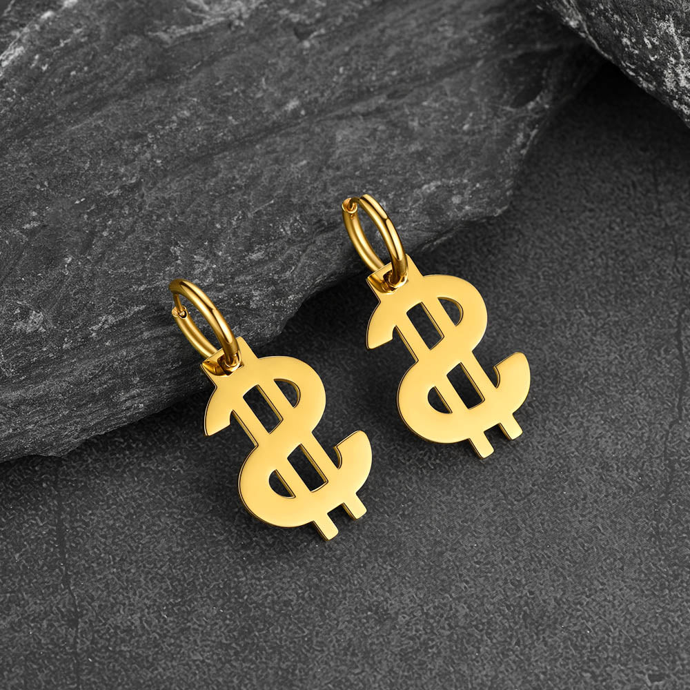 FaithHeart Dollar Sign Earrings Dangle Hoop Earrings for Men FaithHeart