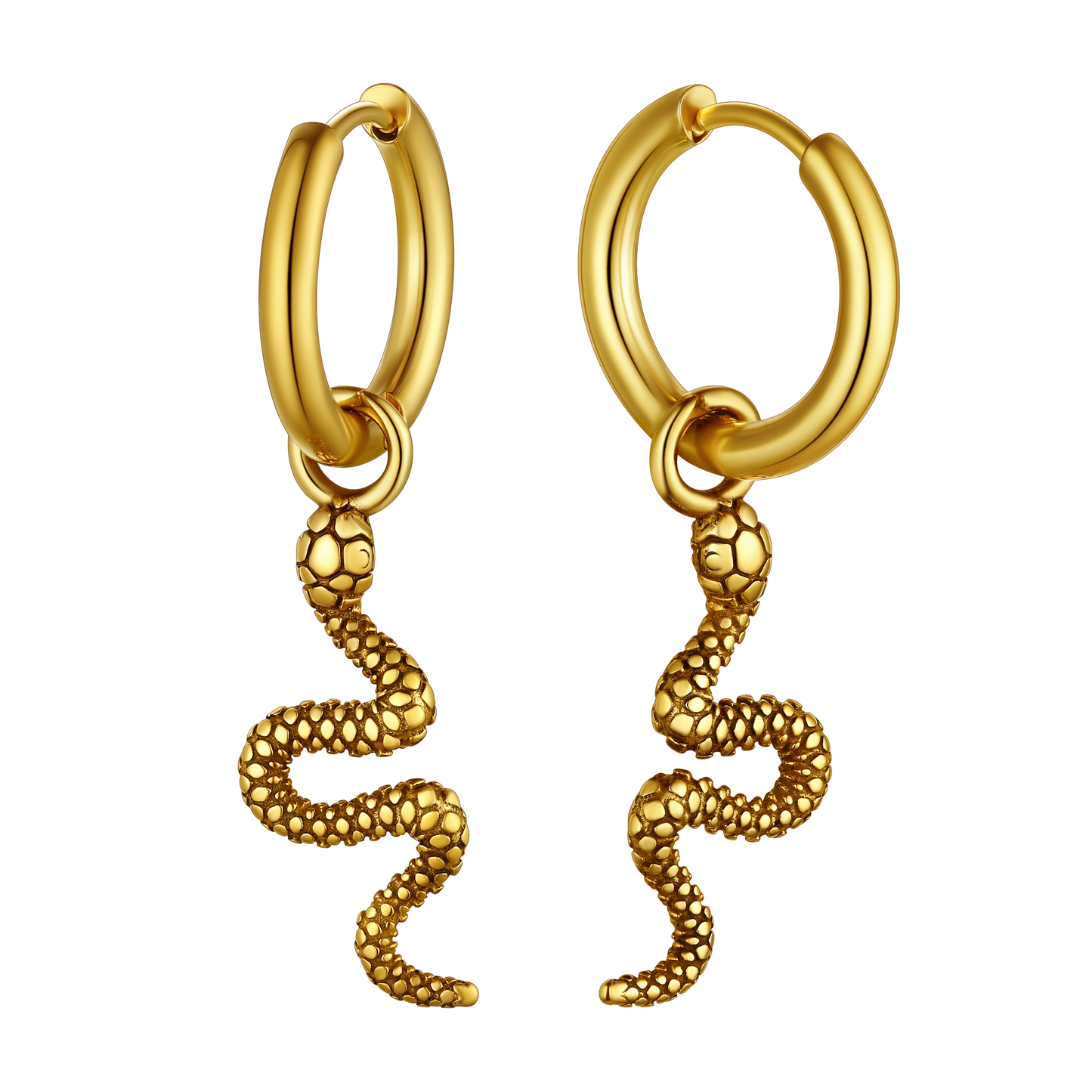 FaithHeart Snake Dangle Hoop Earrings Stainless Steel FaithHeart