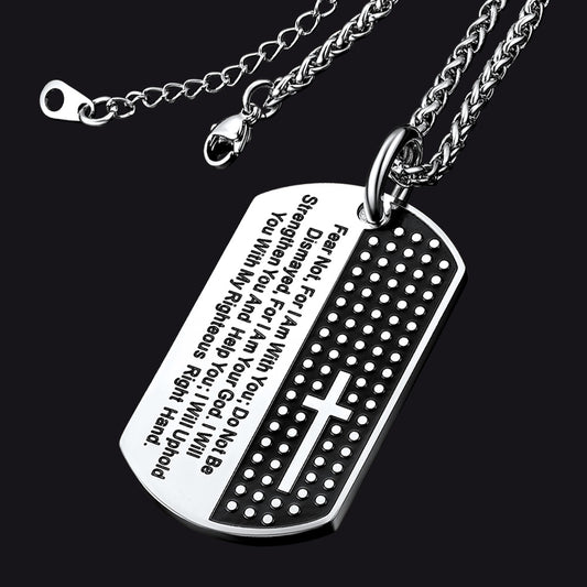FaithHeart Custom Military Bible Cross Dog Tag Necklace For Men FaithHeartimg