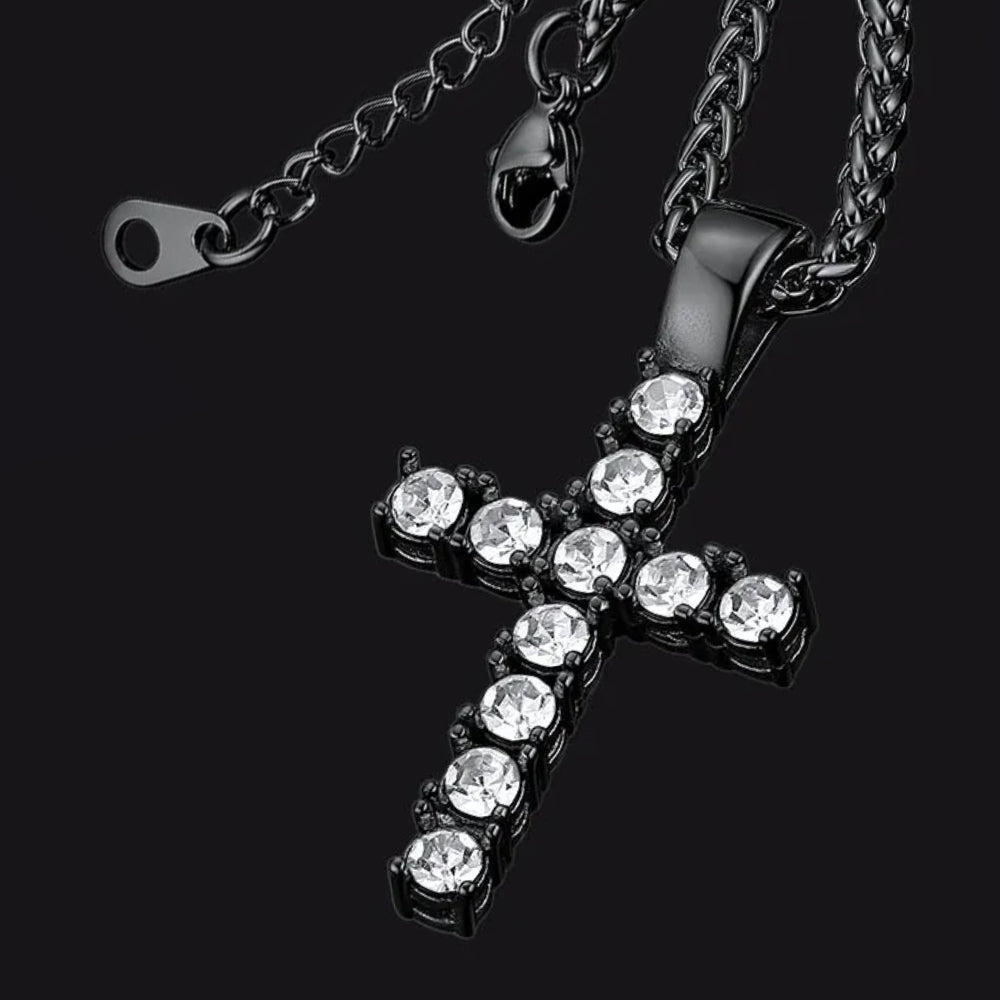 FaithHeart Cubic Zirconia Cross Necklace Pendant for Men/Women FaithHeart