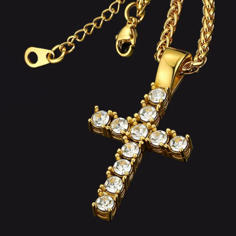 FaithHeart Cubic Zirconia Cross Necklace Pendant for Men/Women FaithHeart