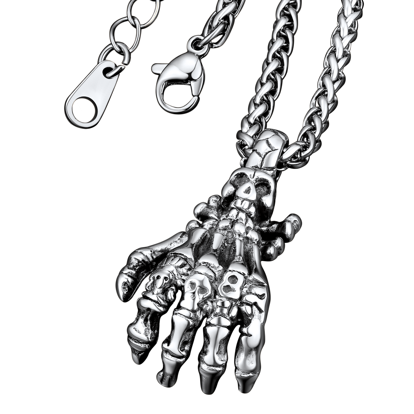 FaithHeart Gothic Skeleton Hand Pendant Necklace Claw Vintage Necklace FaithHeart