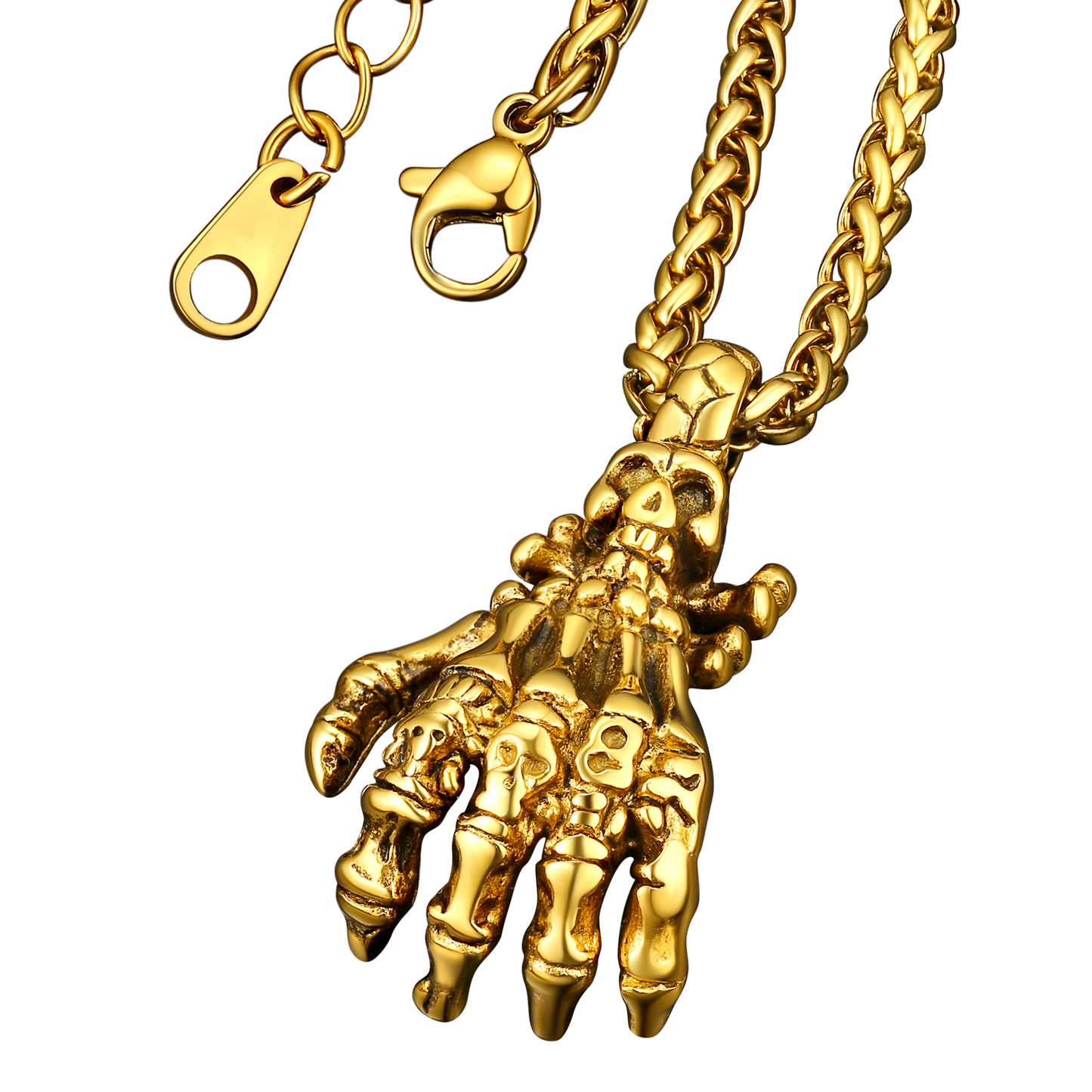 FaithHeart Gothic Skeleton Hand Pendant Necklace Claw Vintage Necklace FaithHeart